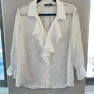 Karl Lagerfeld White Ruffle Shirt